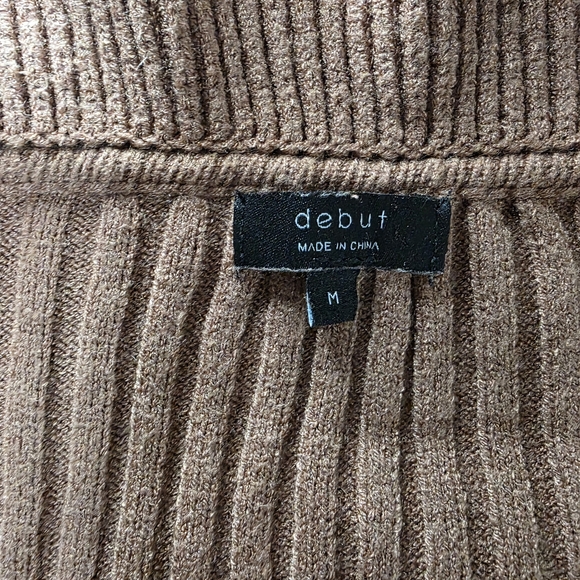 Debut Brown Ruffle Tie Front Sweater Cardigan - Picture 5 of 7